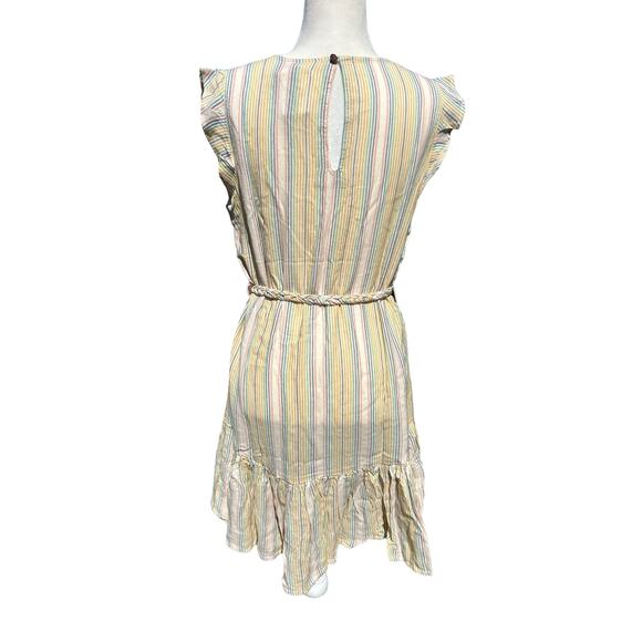 Marine Layer Laney Dress Medium Pastels Beachy Stripe Tiered Ruffle Mini NWT - Picture 3 of 16